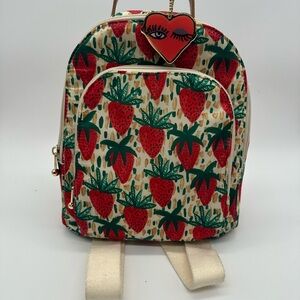 Strawberry Print Mini Backpack - Red & Green